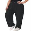 Agnes Orinda Plus Size Palazzo Pants for Women Stretchy High Waisted with Pocket Wide Leg Long Pants 3X Black view 1