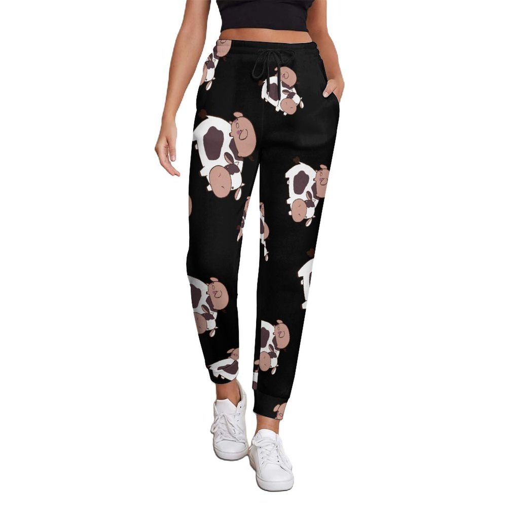 Cow and Pig Womens Sweatpants Printed Baggy Jogger Pants Athletic Lounge Trousers with Pockets L