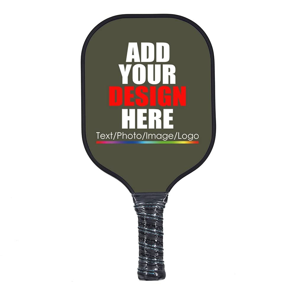 Personalized Pickleballs Paddle Rackets Lightweight Pickleballs Paddles Racquet Comfortable Grip with Your Name Logo Text Military Green