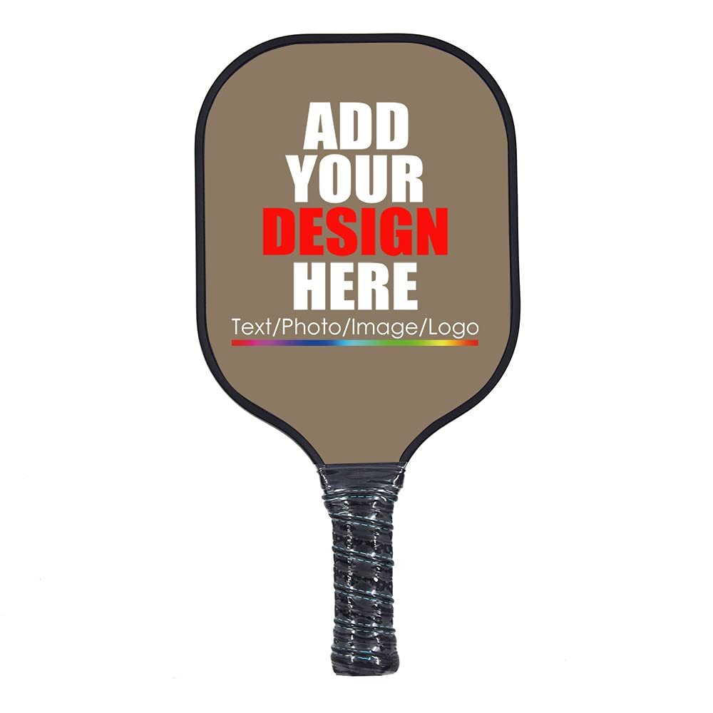 Custom Pickleballs Paddles Pickle Ball Paddle Ribbed Non-Slip Cushion Grip Single Racket with Your Own Design Brown Savana