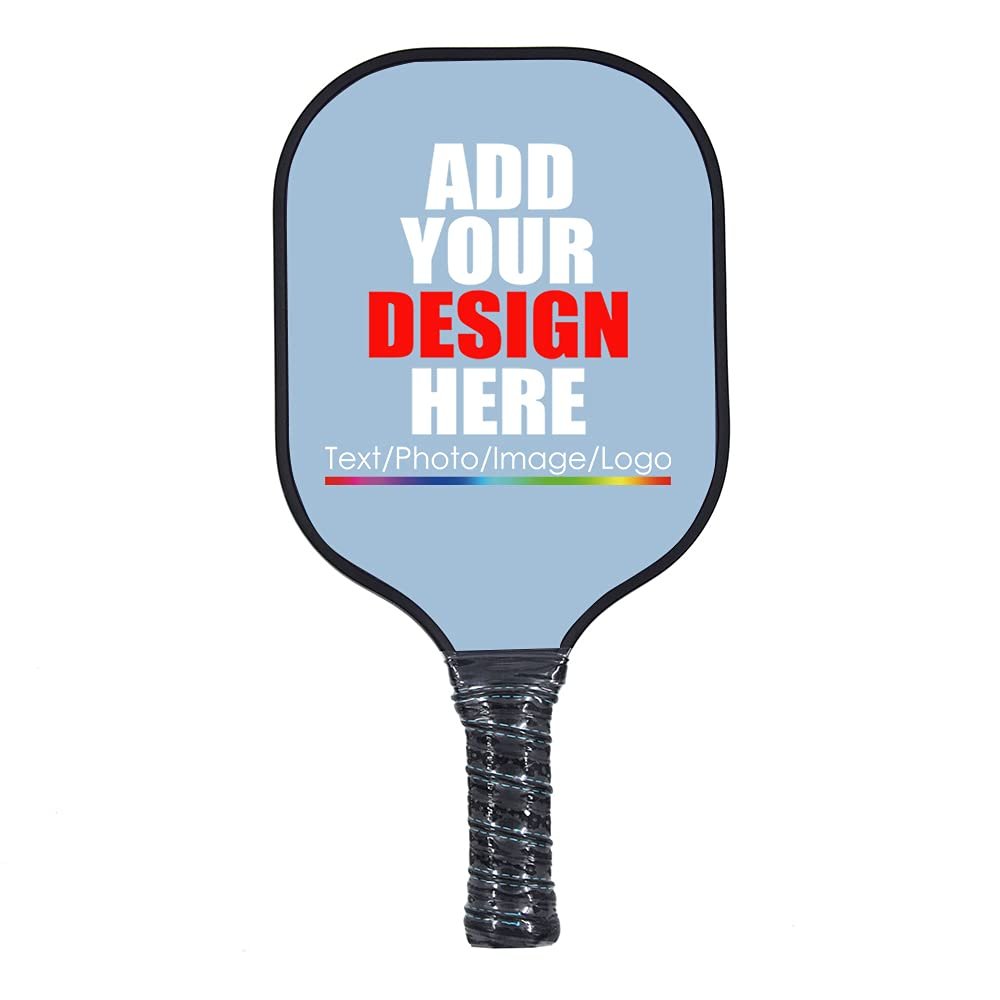 Personalized Pickleballs Paddle Rackets Lightweight Pickleballs Paddles Racquet Comfortable Grip with Your Name Logo Text Light Blue