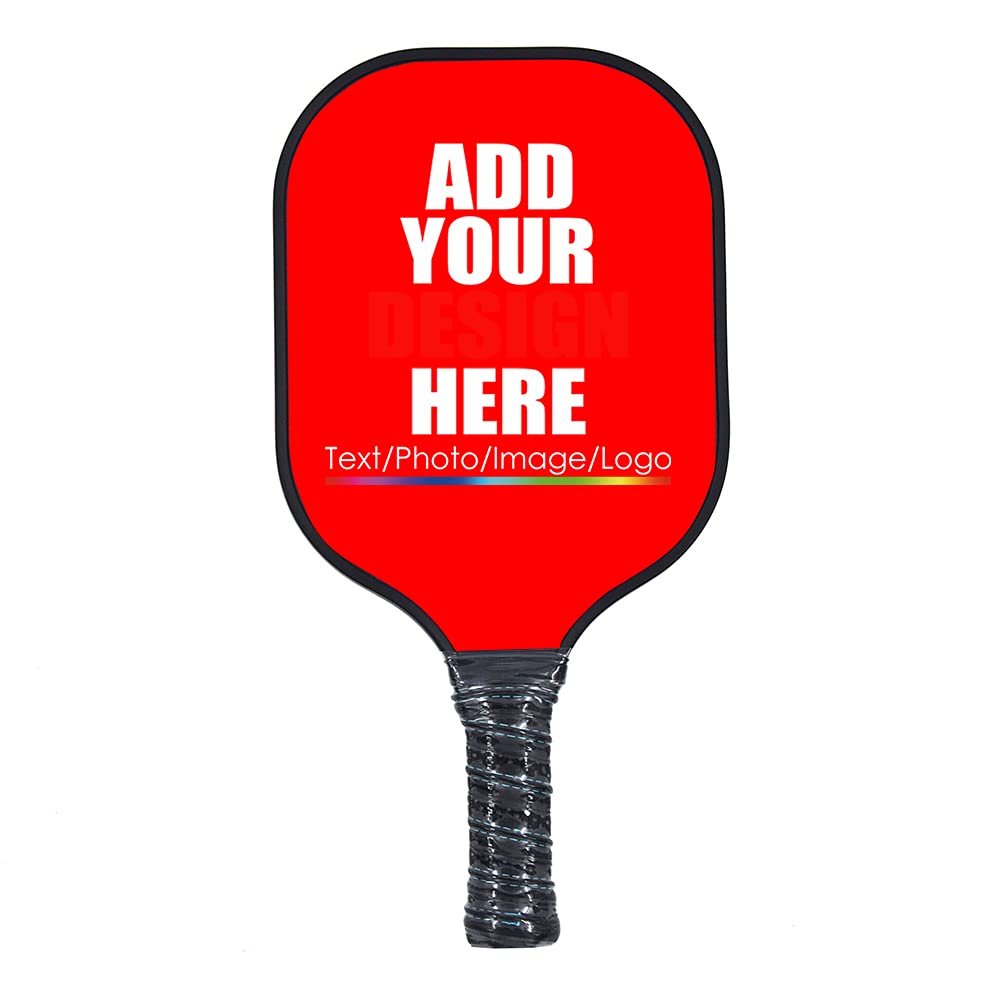 Custom Pickleballs Paddles,Personalized Pickleballs Paddle Racquet with Comfort Grip,Add Your Photo,Text,Logo Paddle for Gifts Red