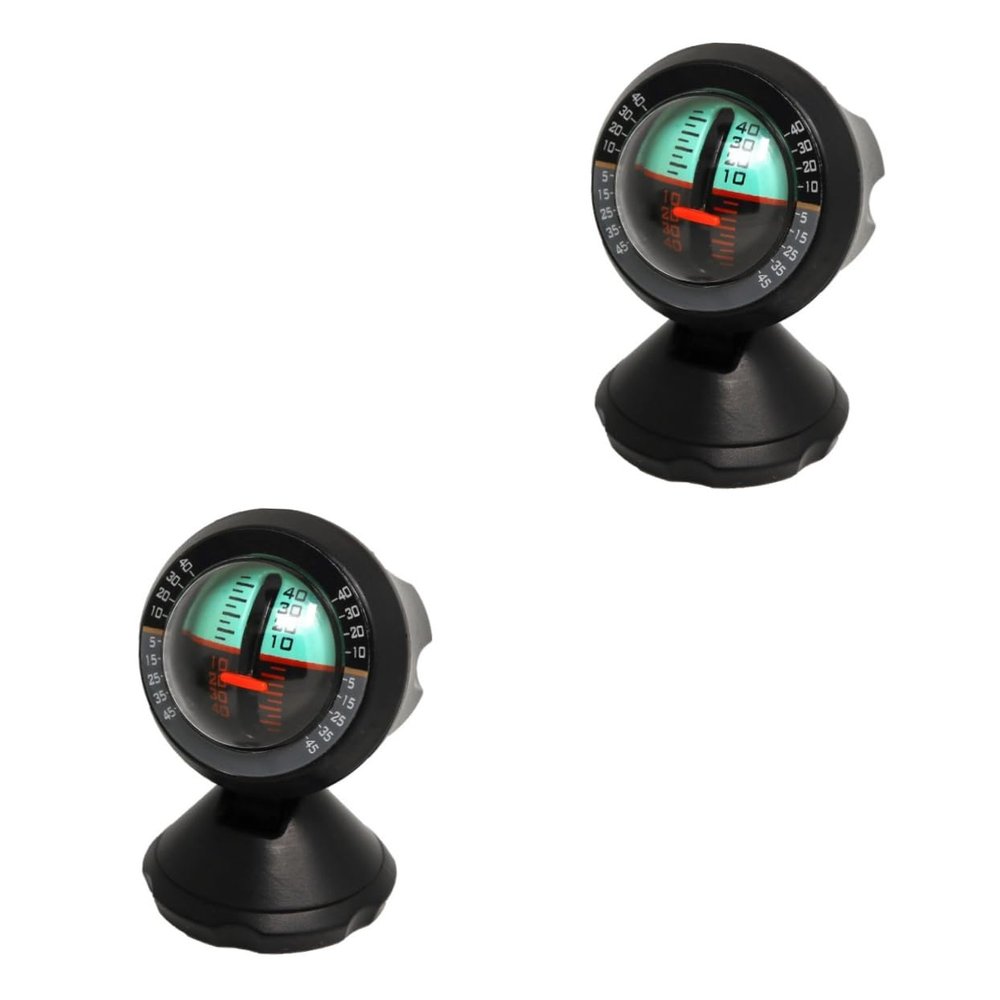 FAVOMOTO 2pcs Car Inclinometer Level Gradient Angle Tilt Gauge for Vehicle Dashboard Accurate Slope Indicator Adhesive Base for Safe Driving