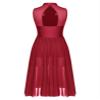 Sinleey Women Lyrical Dance Costume Modern Contemporary Ballet Dancewear Mock Neck Mesh Flowy Dress Burgundy XX-Large view 4