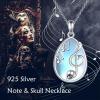 KQF Musical Note Skull Necklace for Women Sterling Silver Moonstone Necklace Music Gothic Jewelry Birthday Gifts (Skull Necklace) view 3