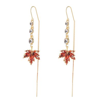 Maple Leaf Earrings for Women Womens Fall Earrings Rhinestone Orange Earrings Crystal Drop Autumn Earrings Thanksgiving Holiday Jewelry Gifts