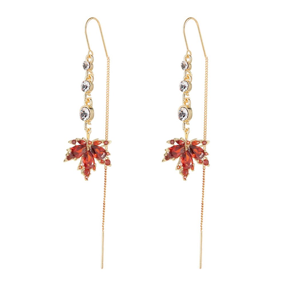 Maple Leaf Earrings for Women Womens Fall Earrings Rhinestone Orange Earrings Crystal Drop Autumn Earrings Thanksgiving Holiday Jewelry Gifts