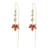 Maple Leaf Earrings for Women Womens Fall Earrings Rhinestone Orange Earrings Crystal Drop Autumn Earrings Thanksgiving Holiday Jewelry Gifts view 1