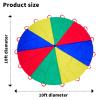 Dulousia Parachute 10ft - Kids Play Rainbow Gymnastics Parachute with Handles for Field Days Group Team Cooperative Games, Gym Class Parachute Christmas Birthday Church VBS Activity Supplies view 2
