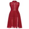 Sinleey Women Lyrical Dance Costume Modern Contemporary Ballet Dancewear Mock Neck Mesh Flowy Dress Burgundy Large view 1