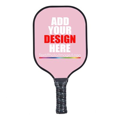 Custom Pickleballs Paddles Pickle Ball Paddle Ribbed Non-Slip Cushion Grip Single Racket with Your Own Design Pink