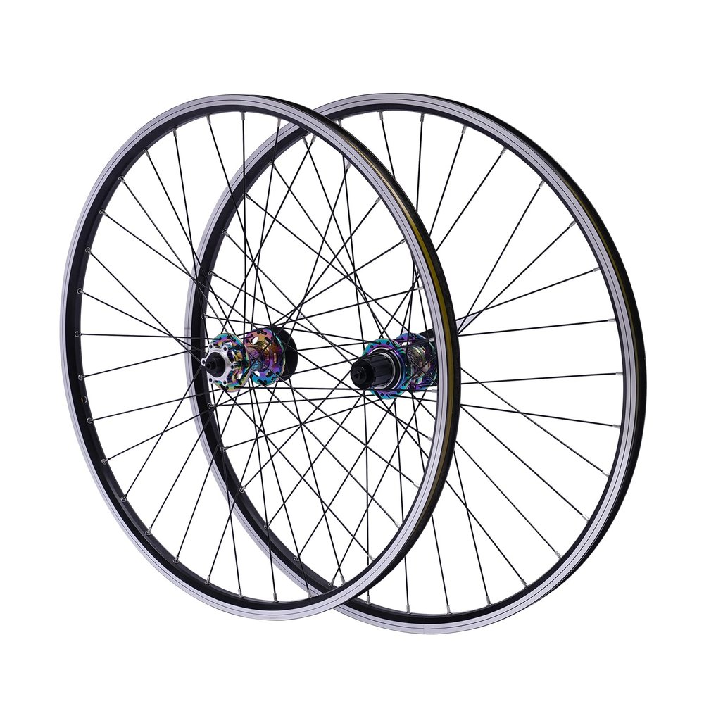 MuChaIOAK 29" Mountain Bike Wheelset, Aluminum Alloy Rim Disc Brake MTB Wheelset, Quick Release Front Rear Wheels Black Bike Wheels, Double Six Hole Discs Brake Fits 7-12 Speed Casset (Coloured)