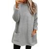 ZYXTIM Women Blouse Tops Fleece Lined Round- Neck Autumn Winter Loose Pocket Warm Long Sleeve Blouse Tops Christmas Jumper Funny Graphic Reindeer Santa Xmas Jumper Sweatshirt view 1