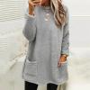 ZYXTIM Women Blouse Tops Fleece Lined Round- Neck Autumn Winter Loose Pocket Warm Long Sleeve Blouse Tops Christmas Jumper Funny Graphic Reindeer Santa Xmas Jumper Sweatshirt view 2