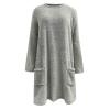 ZYXTIM Women Blouse Tops Fleece Lined Round- Neck Autumn Winter Loose Pocket Warm Long Sleeve Blouse Tops Christmas Jumper Funny Graphic Reindeer Santa Xmas Jumper Sweatshirt view 3