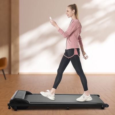 2 in 1Treadmill, 2.25HP Under Desk Electric Treadmill, Installation-Free, Remote Control, and LED Display, Walking Jogging for Home (Black)