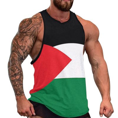 Palestine Flag Mens Tank Tops Summer Sleeveless T-Shirt Casual Funny Gym Workout Tank Top L