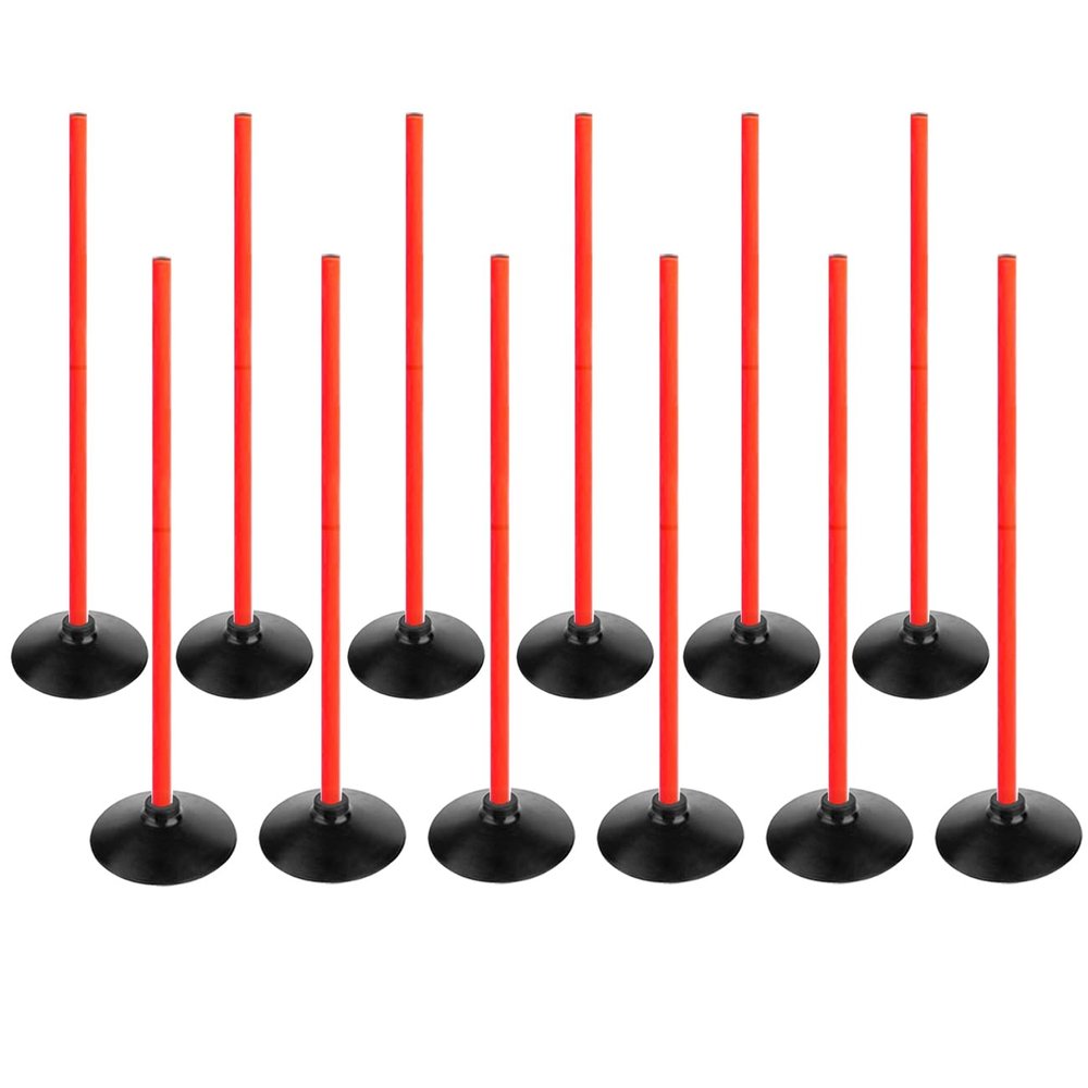 ASENVER Orange Soccer Agility Poles Set Detachable Sports Trainning Speed Pole Slalom Poles with Rubber Base Sport Traning Equipment (3.3 FT, Pack of 12)