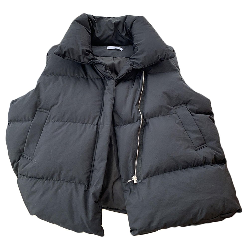 Dressnu Gilets Sleeveless cotton vest female collar undershirt jacket Black M