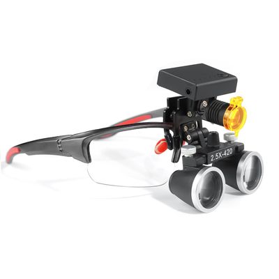 2.5X Magnification Binocular Loupes Magnifier Cordless 3W Headlamp with Filter Black