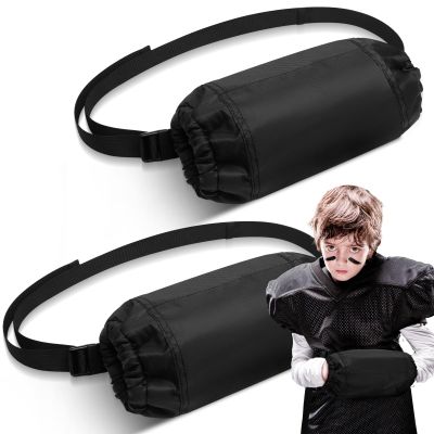 Cozypower 2 Pcs Football Hand Warmers Pouch Hand Muff Sports Pouch with Zipped Pocket and Adjustable Waist Strap Youth Kids Size Sports Warmer for Football, Baseball(Black)
