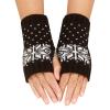 Knitted Arm Warmers Gloves Winter Snowflake Fingerless Gloves for Women Thumb Hole Gloves Mittens for Women (Black, One Size) view 1