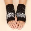 Knitted Arm Warmers Gloves Winter Snowflake Fingerless Gloves for Women Thumb Hole Gloves Mittens for Women (Black, One Size) view 2