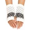 Knitted Arm Warmers Gloves Winter Snowflake Fingerless Gloves for Women Thumb Hole Gloves Mittens for Women (White, One Size) view 1