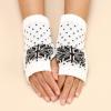 Knitted Arm Warmers Gloves Winter Snowflake Fingerless Gloves for Women Thumb Hole Gloves Mittens for Women (White, One Size) view 2