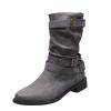 Ctreela Retro Slouch Mid-Calf Riding Boots Wide Leg Casual Vintage Wide-Calf Pull On Booties Winter Comfort Wild Boot Shoes view 1