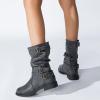 Ctreela Retro Slouch Mid-Calf Riding Boots Wide Leg Casual Vintage Wide-Calf Pull On Booties Winter Comfort Wild Boot Shoes view 3