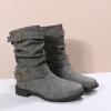 Ctreela Retro Slouch Mid-Calf Riding Boots Wide Leg Casual Vintage Wide-Calf Pull On Booties Winter Comfort Wild Boot Shoes view 4