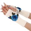 Ladies Warm Knit Fingerless Gloves Convertible Mittens Fashion Flowers Women Mittens Women' s Knitted Gloves (Sky Blue, One Size) view 1
