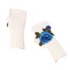 Ladies Warm Knit Fingerless Gloves Convertible Mittens Fashion Flowers Women Mittens Women' s Knitted Gloves (Sky Blue, One Size) view 2