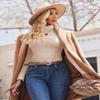 Ekouaer Women's Turtleneck Shirts Ribbed Pullover Sweater Long Sleeves Tops Midweight Thermal Underwear Blouse Khaki M view 2