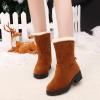 Ctreela Slouchy Mid-Calf Snow Boots for Women Slip on Outdoor Winter Booties Fur Warm Lined Comfort Wide Calf Combat Boot view 2
