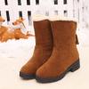Ctreela Slouchy Mid-Calf Snow Boots for Women Slip on Outdoor Winter Booties Fur Warm Lined Comfort Wide Calf Combat Boot view 3