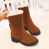 Ctreela Slouchy Mid-Calf Snow Boots for Women Slip on Outdoor Winter Booties Fur Warm Lined Comfort Wide Calf Combat Boot view 4