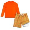 Boys Rash Guard Toddler Swim Trunk Set with Compression Liner Boys Swimming Set Long Sleeve Orange Neon UPF 50+ 2T view 1