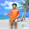 Boys Rash Guard Toddler Swim Trunk Set with Compression Liner Boys Swimming Set Long Sleeve Orange Neon UPF 50+ 2T view 3