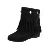 Ctreela Retro Wide Calf Boots Comfy Western Cowgirl Flat Boots Fringe Winter Slouch Ankle Boots Invisible Height Increasing view 1