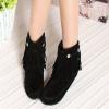 Ctreela Retro Wide Calf Boots Comfy Western Cowgirl Flat Boots Fringe Winter Slouch Ankle Boots Invisible Height Increasing view 2