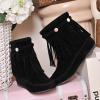 Ctreela Retro Wide Calf Boots Comfy Western Cowgirl Flat Boots Fringe Winter Slouch Ankle Boots Invisible Height Increasing view 3
