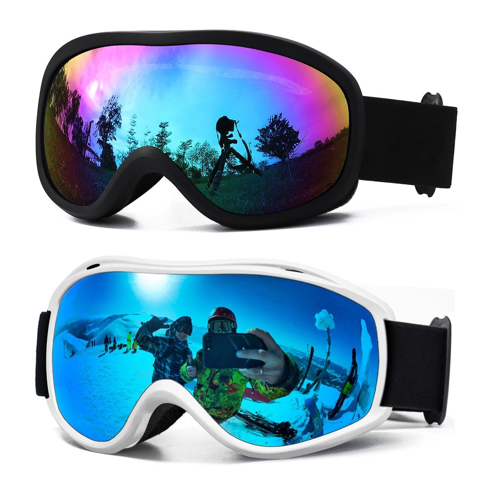 AVV OTG Ski Goggles for Men Women With Anti-Fog Dual Layer lens, UV400 Snow Goggle for Snowboarding Snowmobiling Skating