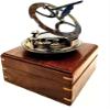 Handcrafted Nautical Brass Brown Antique Marine Art Replicas Top Grade 5 Inch Sundial Compass with Wooden Box for Home & Office view 3
