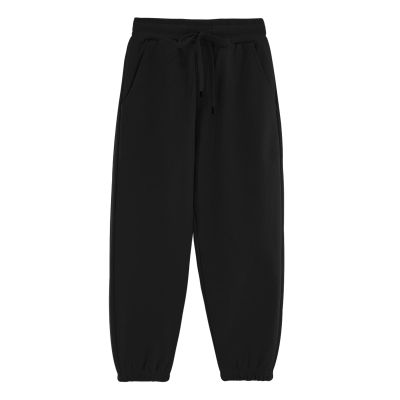 ACESTAR Kids Unisex Plain Sweatpants Cotton Drawstring Casual Pull-on Jogger Pants for Boys or Girls (Black,130/7-8Years)
