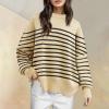 Jielayou Oversized Sweater for Women Trendy Crewneck Batwing Long Sleeve Fall Sweater Plus Size Ribbed Knit Side Slit Pullover Sweaters Casual Droup Shoulder Jumper Tops view 2