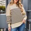Jielayou Oversized Sweater for Women Trendy Crewneck Batwing Long Sleeve Fall Sweater Plus Size Ribbed Knit Side Slit Pullover Sweaters Casual Droup Shoulder Jumper Tops view 3