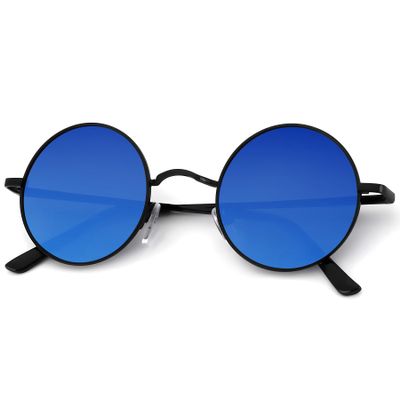 KALIYADI Round Polarized Sunglasses for Men Women Retro Metal Hippie Circle Style Sun Glasses UV Protection 45mm