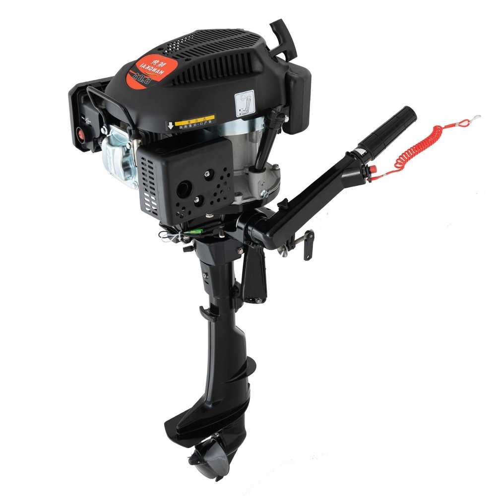 6HP Outboard Motor, 4 Stroke Marine Engine 140CC Heavy Towing Motor For Fishing Boat With Air Cooling, Aquaculture & Outdoor Adventure